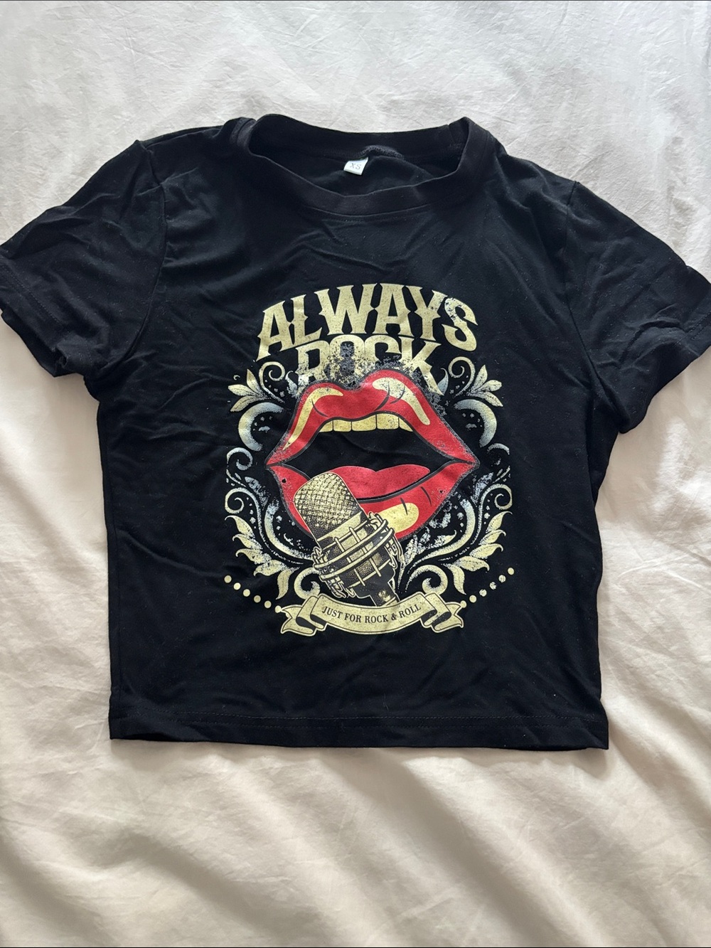 Always Rock Graphic Tee with Red Lips